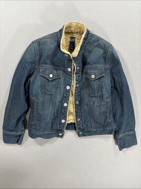 GAP  Blue Denim Jacket with warm Sherpa Lining S